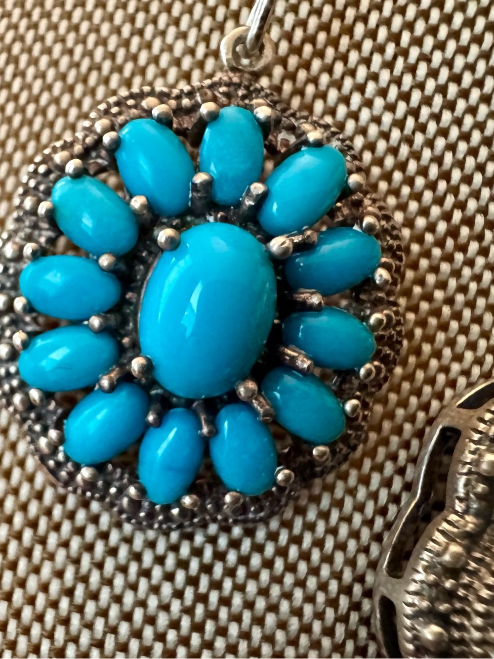 Gorgeous Sleeping Beauty Turquoise Silver Pendant n Earring Suite - Picture 3 of 15